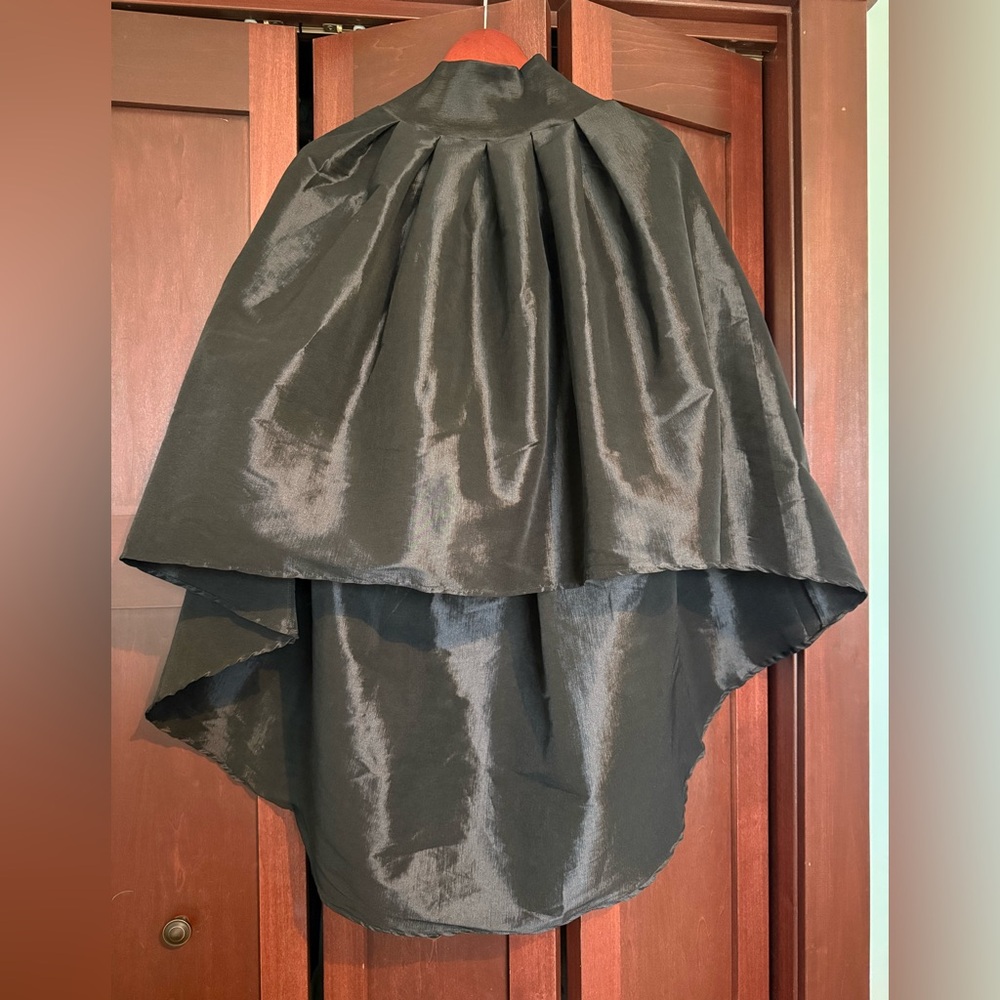 iris Black Satin High-Low Layered Skirt